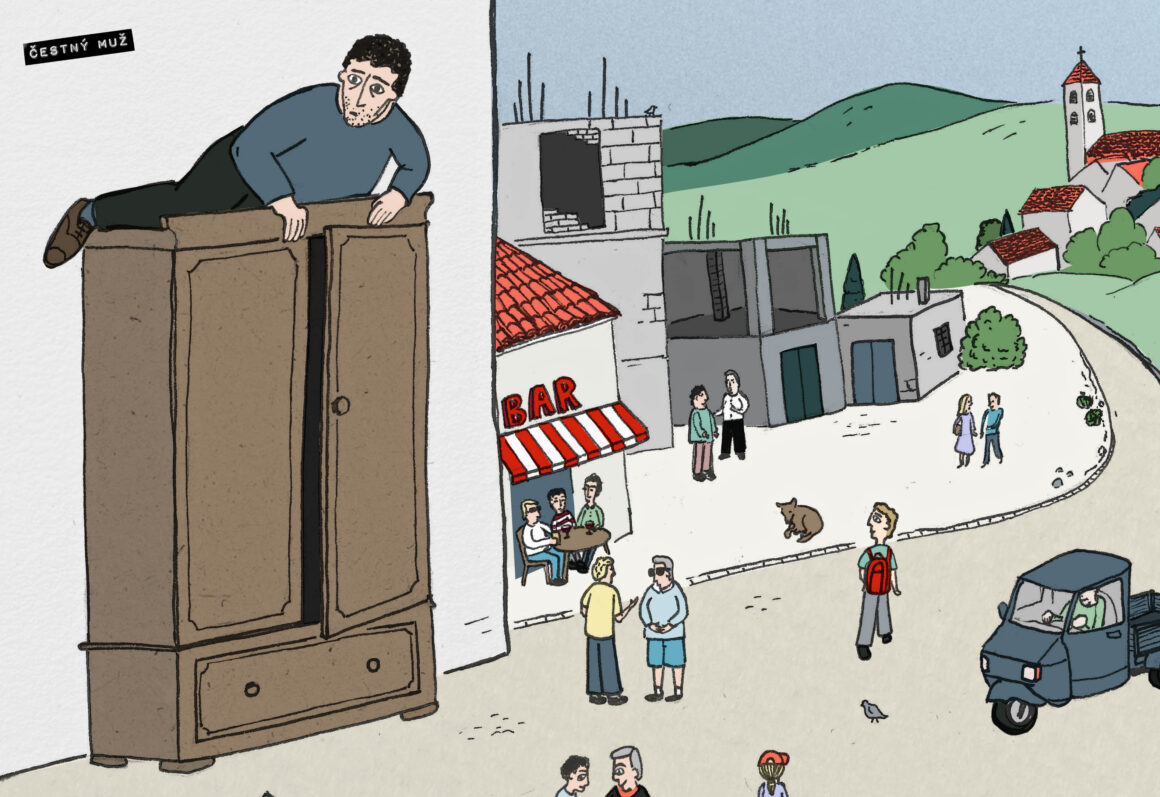 Ilustrační grafika Čestný muž | Autorka: Lenka Matoušková