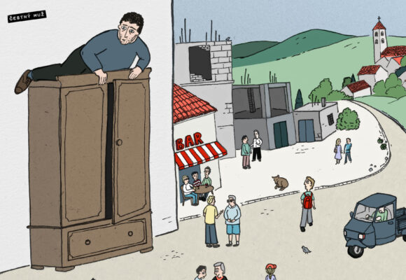 Ilustrační grafika Čestný muž | Autorka: Lenka Matoušková